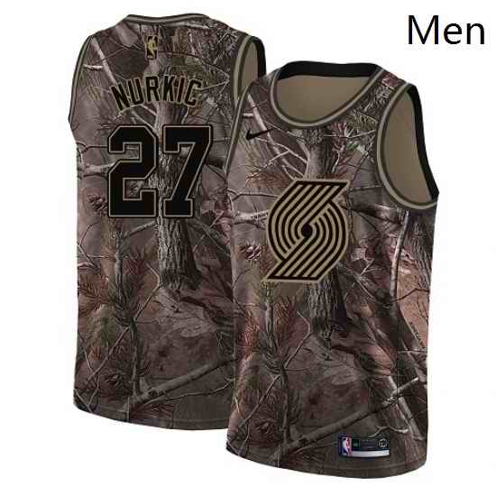 Mens Nike Portland Trail Blazers 27 Jusuf Nurkic Swingman Camo Realtree Collection NBA Jersey